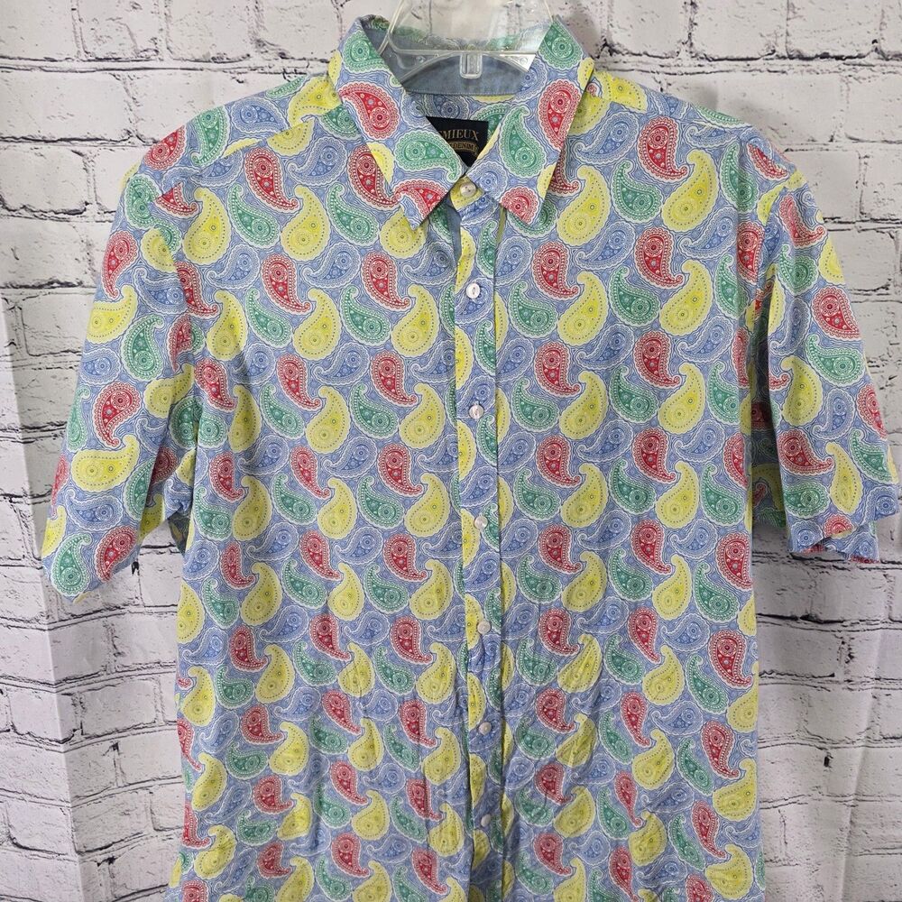Cremieux Men"s XL Pastel Colors Short Sleeve Button Up Shirt